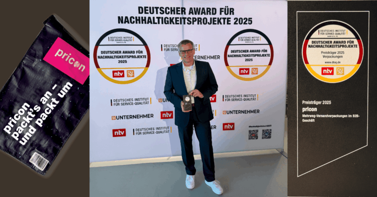 pricon wurde mit dem Deutschen Award für Nachhaltigkeitsprojekte 2ß25 in der Kategorie Verpackungen als Preisträger ausgezeichnet.